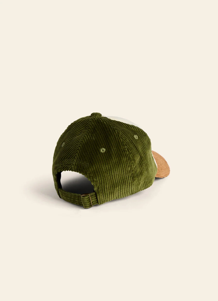 Casquette velours - Camel, écru et vert
