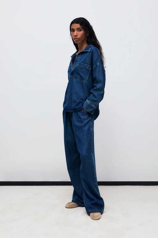 Tencel woman pant blue denim
