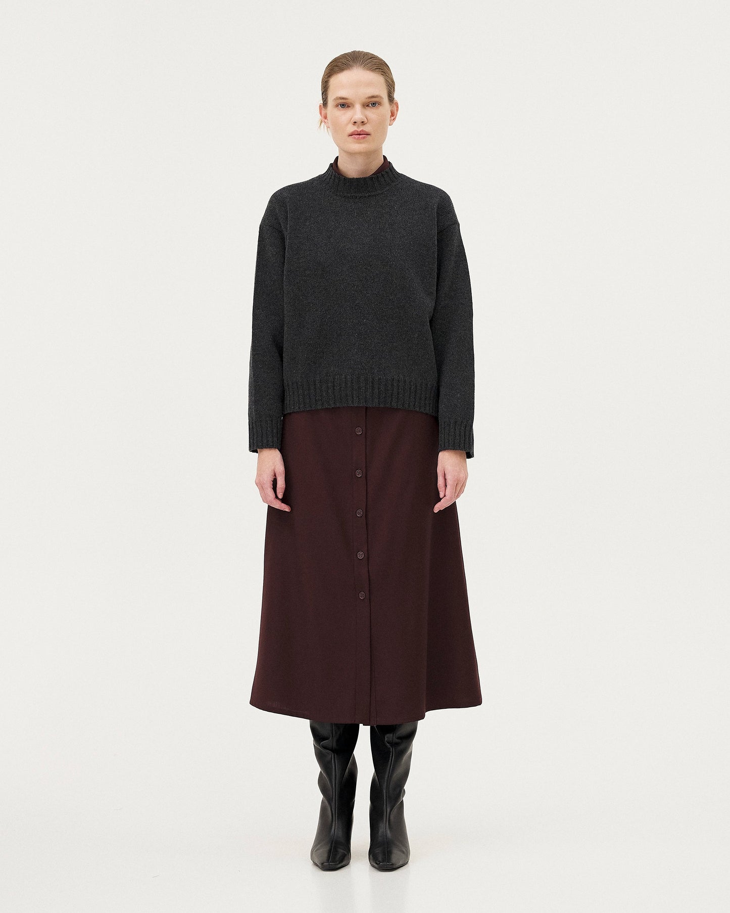 Pull col rond Miwa - Anthracite