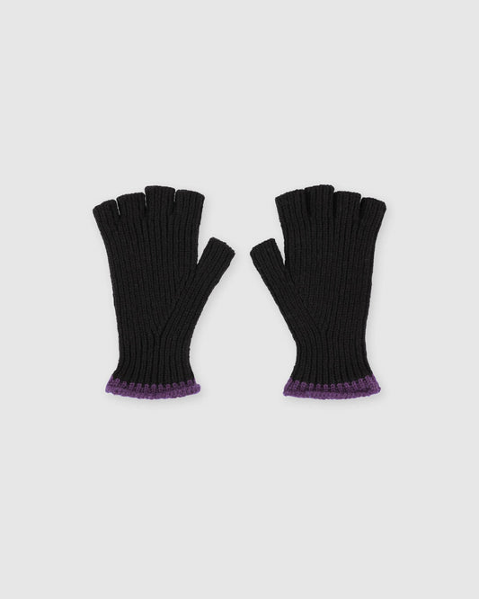 Mitaines Lost My Fingers in Ribbed Gloves - Black