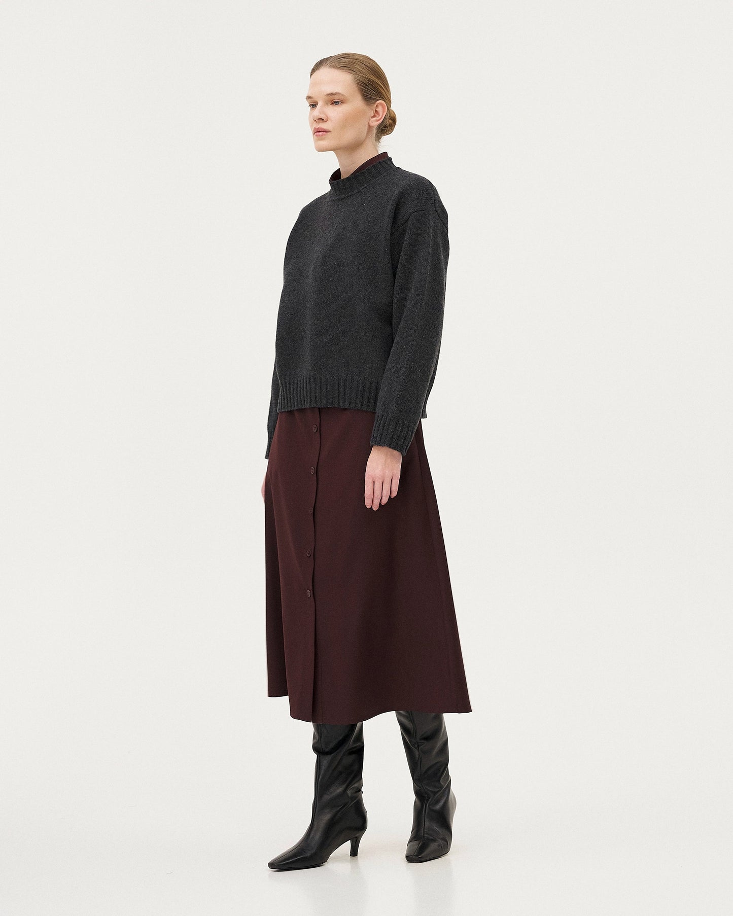 Pull col rond Miwa - Anthracite