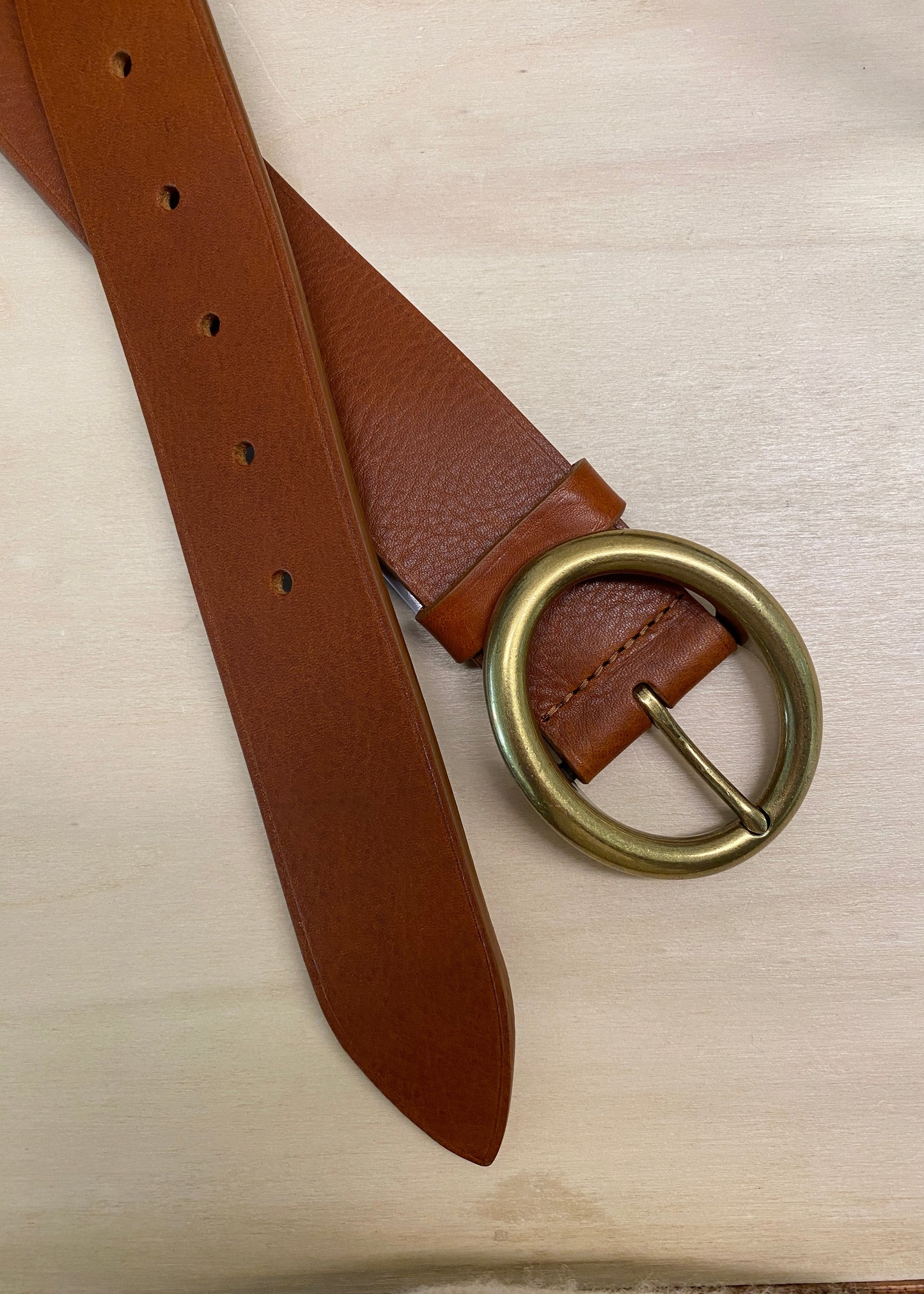 Ceinture cuir havane boucle Ovale 94703BR