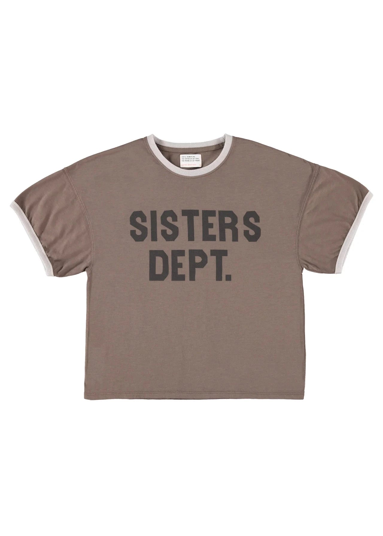 T-shirt w/ short sleeves | Brown w/ "sisters dept" print