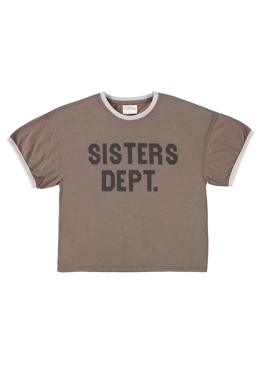 T-shirt w/ short sleeves | Brown w/ "sisters dept" print
