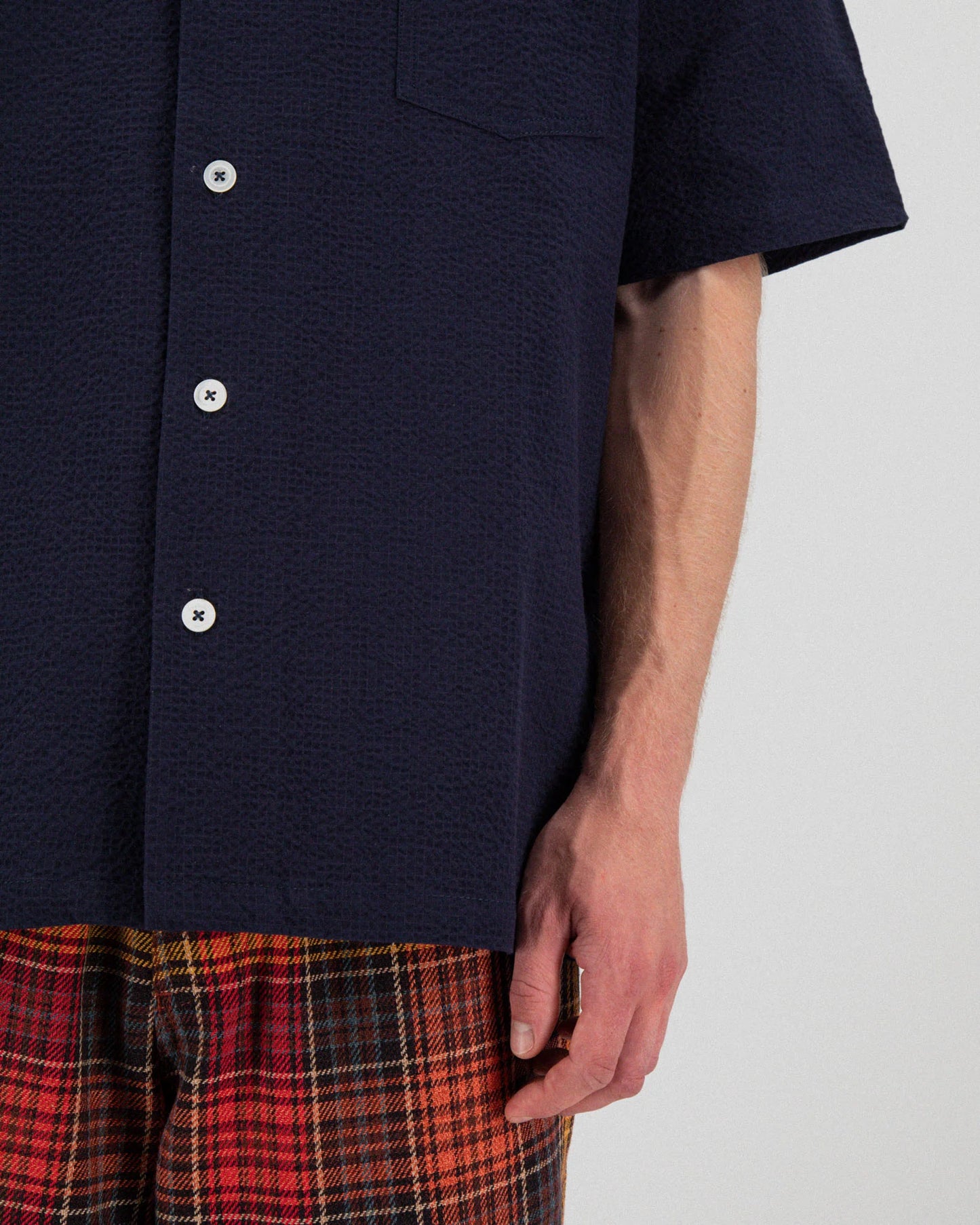Chemise Cocktail Shirt Seersucker - Navy
