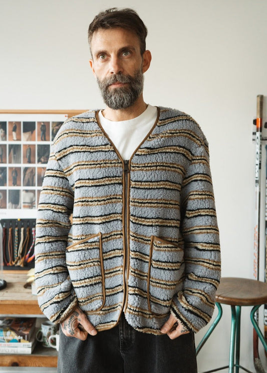 Cardigan Cameron Zip - Grey Stripes