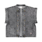 Waistcoat | Washed black denim w/ animal print