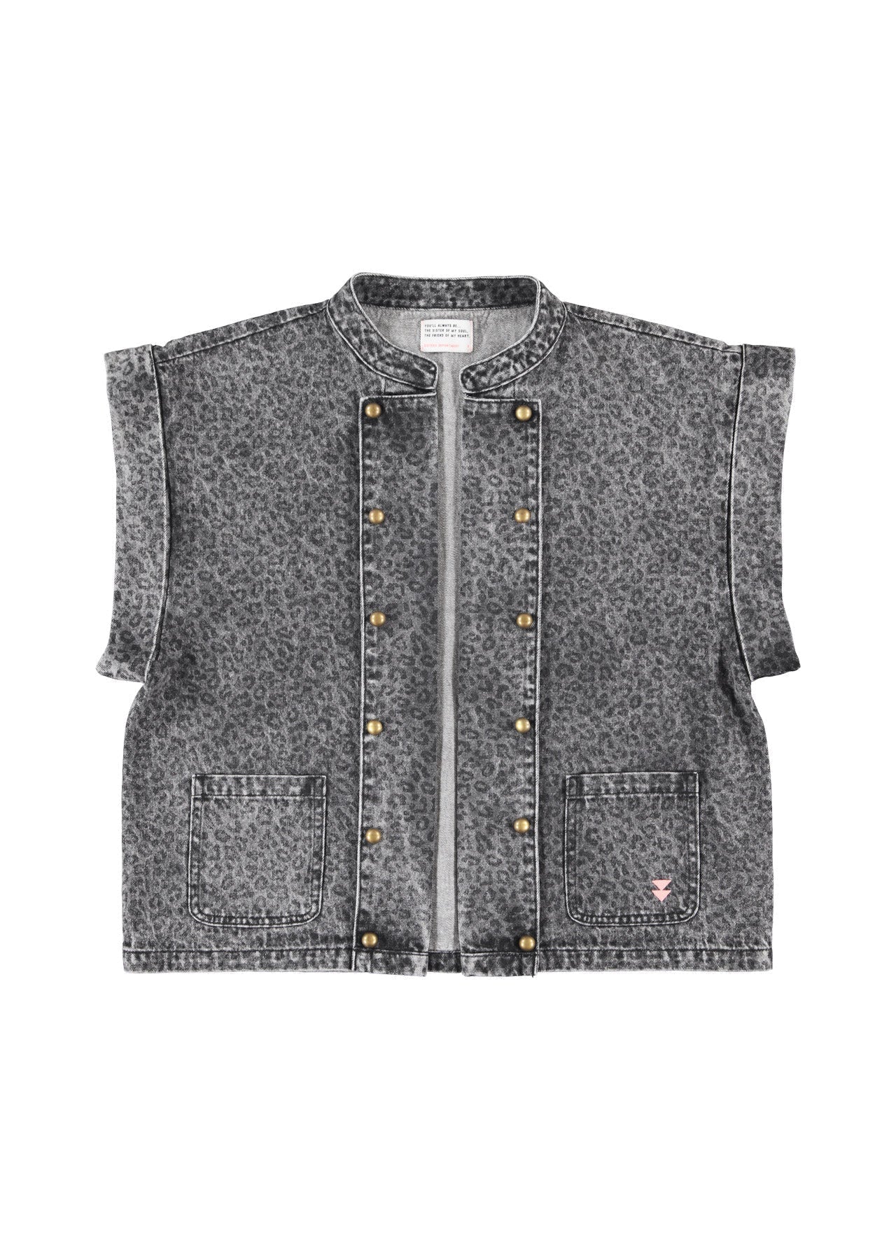 Waistcoat | Washed black denim w/ animal print