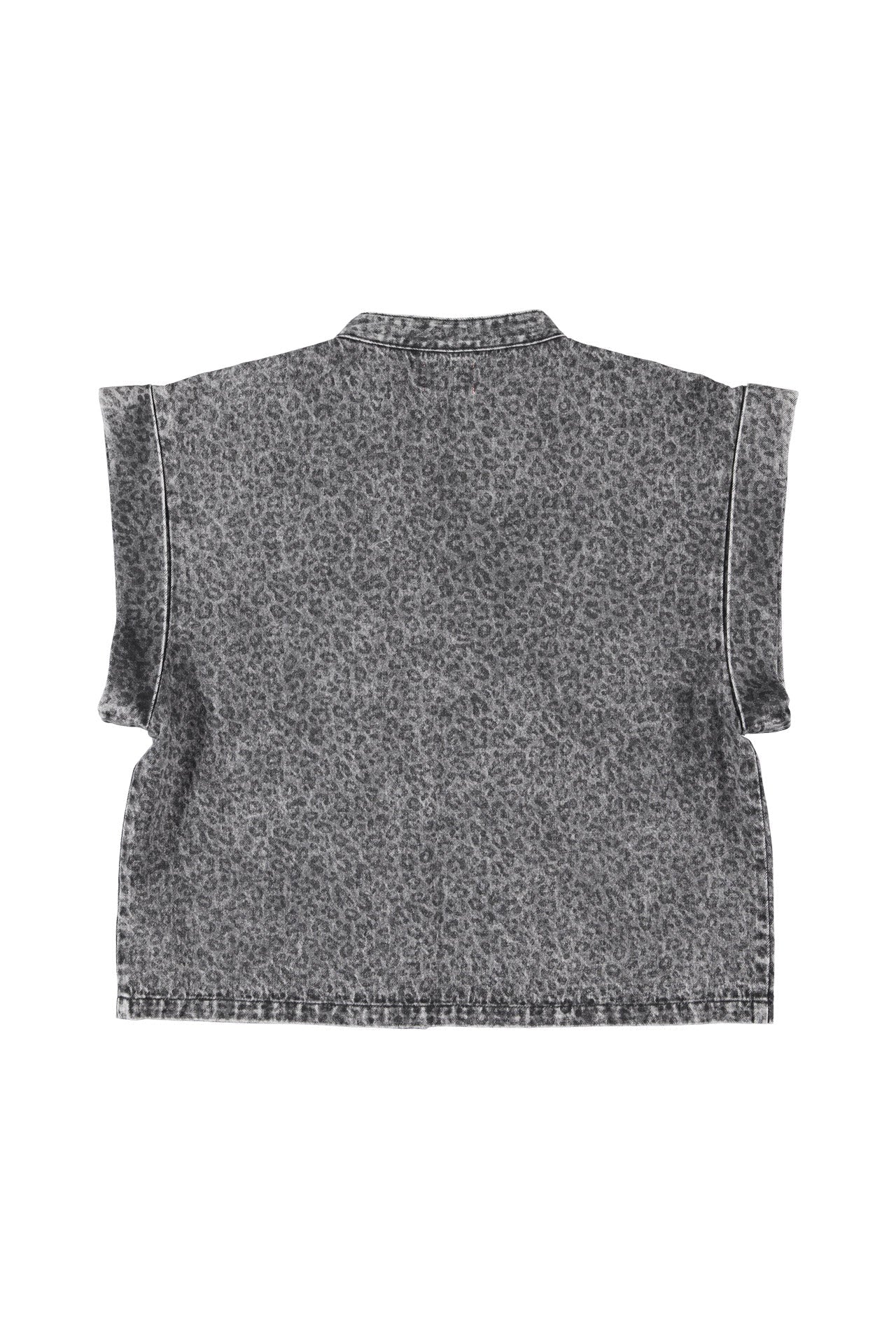 Waistcoat | Washed black denim w/ animal print