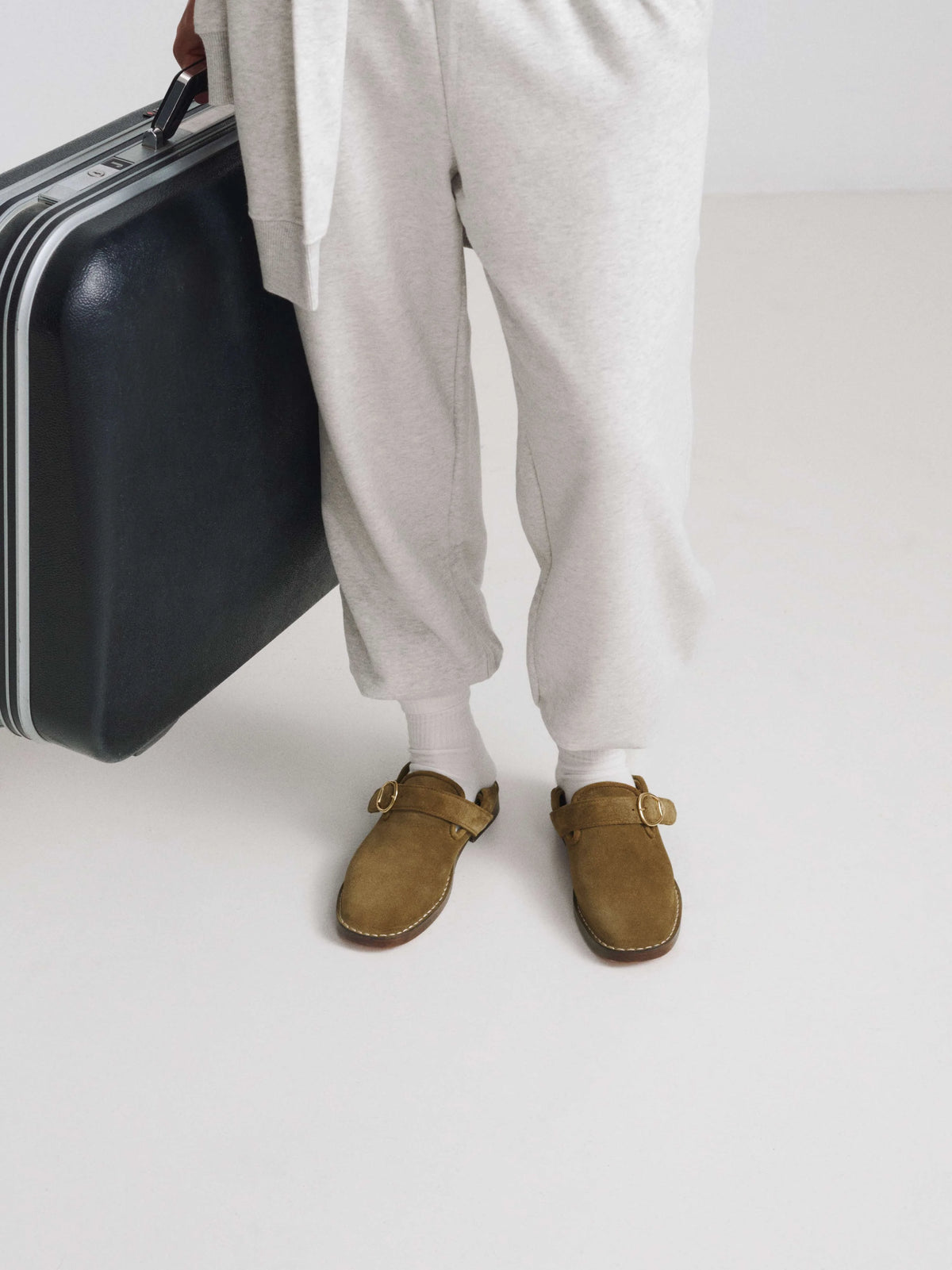 Slipper-mule Lucca - cuir suédé kaki