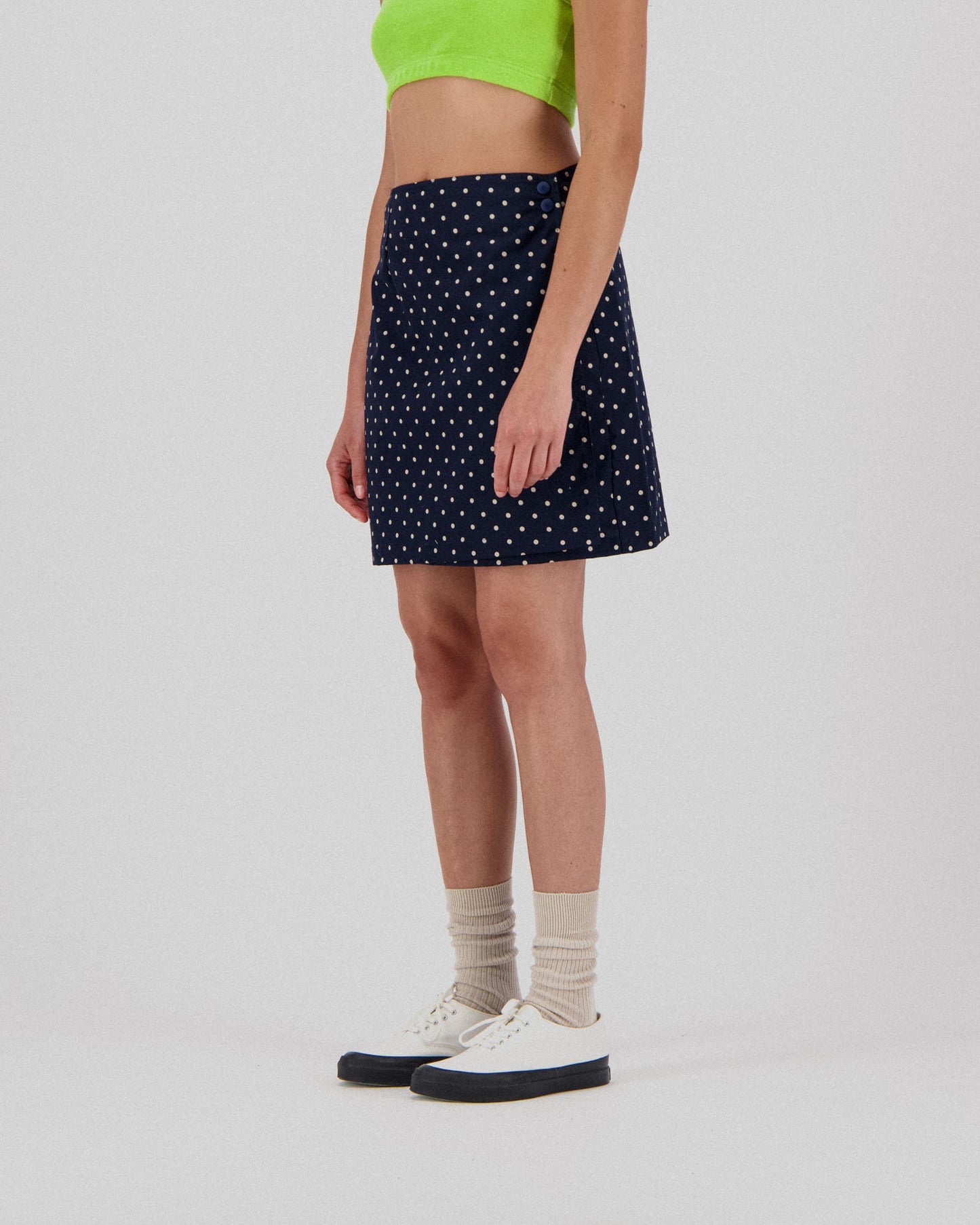 Safe Skirt - Japanese Polka Dots Navy