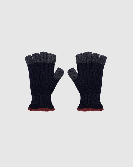 Mitaine No Fingers In There Ribbed Gloves - Navy
