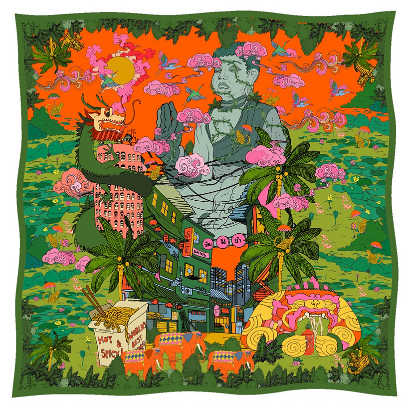 Foulard Noodle Land - Orange