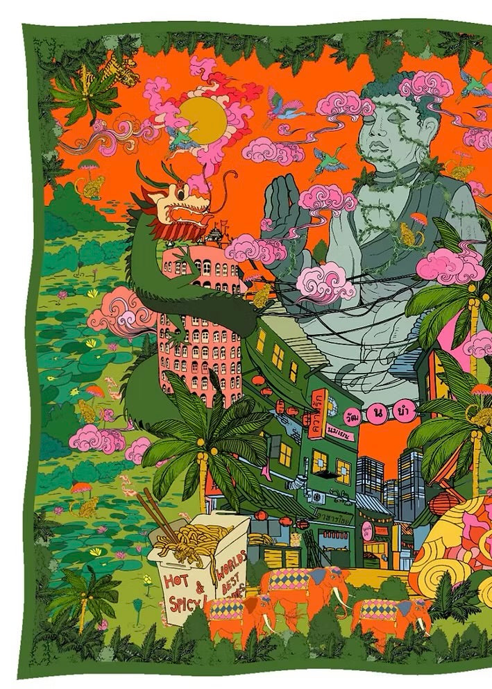 Foulard Noodle Land - Orange