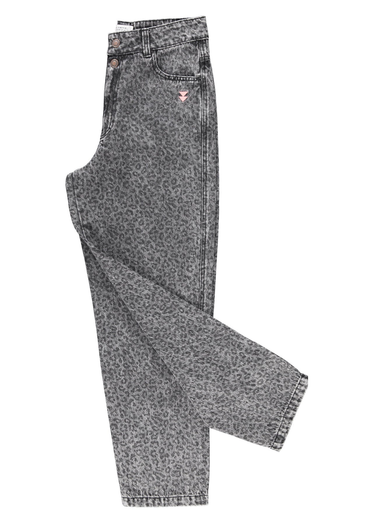 Trousers | Washed black denim w/ animal print