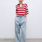 Acacia Woman Polo - Tulip Red & Midnight Stripes