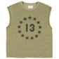 Sleeveless t-shirt w/ round neck | Army green w/ "13" print
