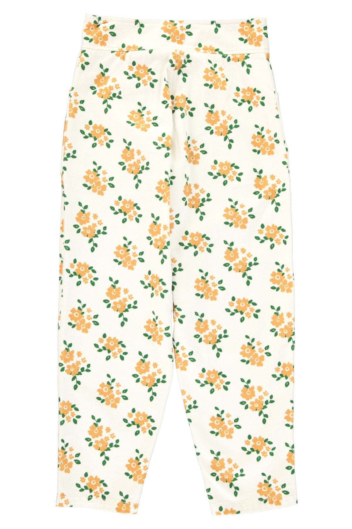 Trousers - Ecru Mustard Flowers