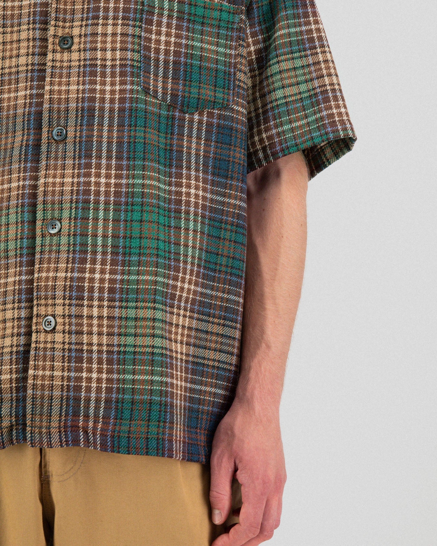 Chemise Cocktail Shirt Japanese Twill Check - Brown