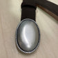 Ceinture daim chocolat boucle plate 94975AS