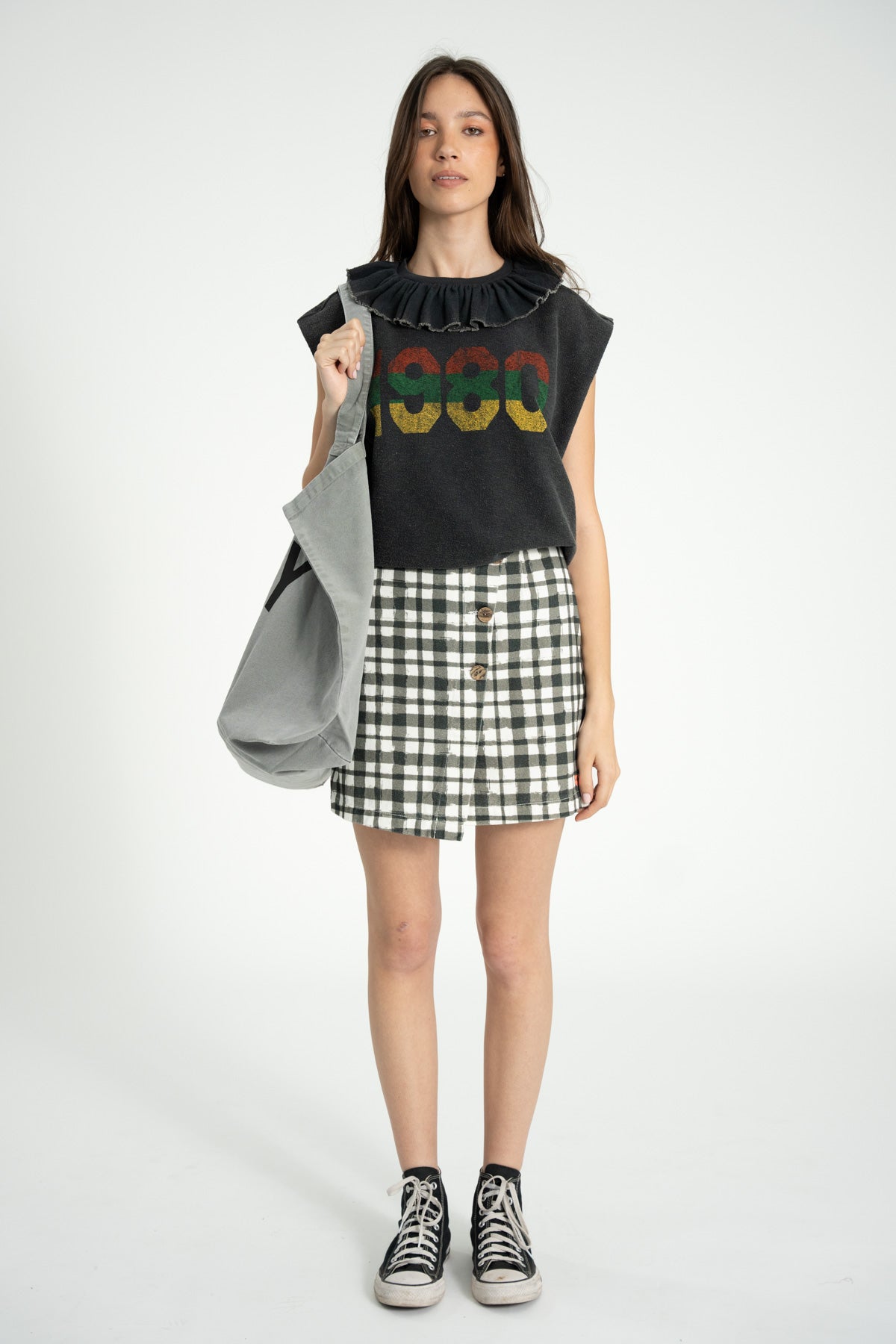 Sleeveless sweat-shirt collar - Washed black 1980