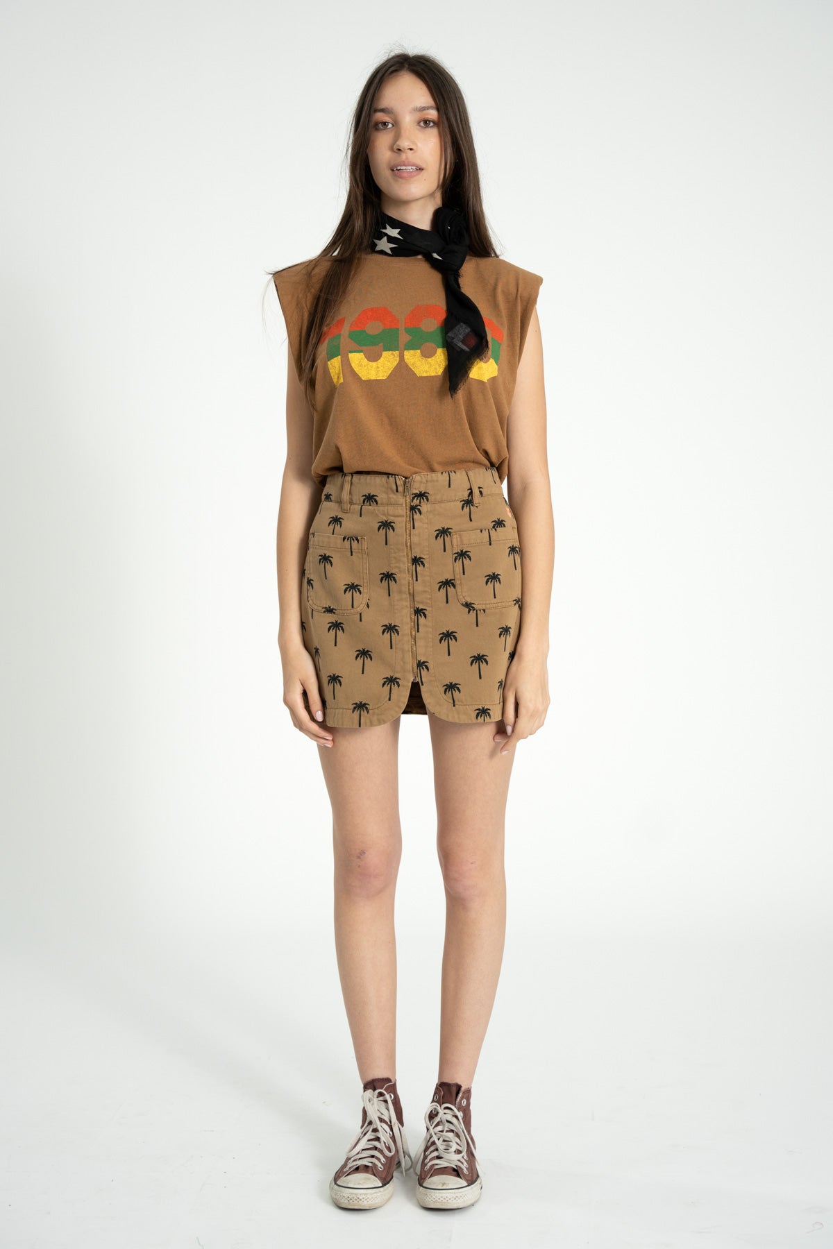 Sleeveless t-shirt shoulder pads - Brown 1980