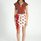 Short skirt - Ecru Red Flowers