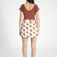 Short skirt - Ecru Red Flowers